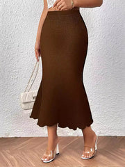 Elasticity Solid Color High Waisted Loose Skirts