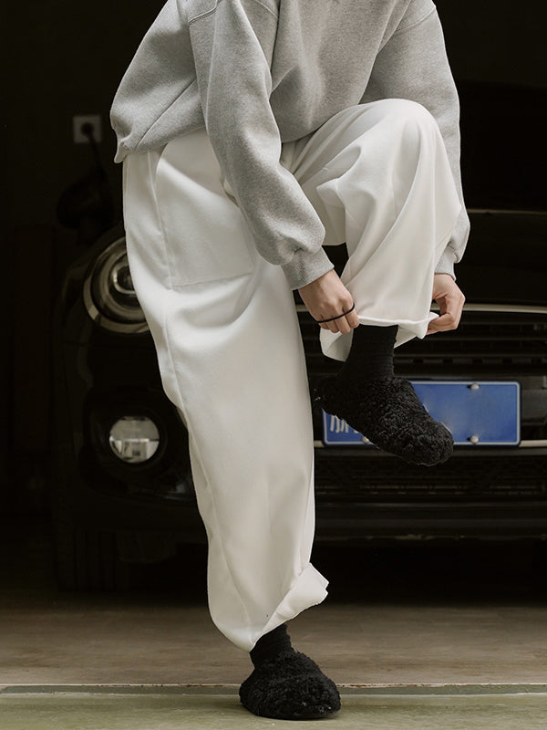 Casual Loose Wide Leg Solid Color Pants