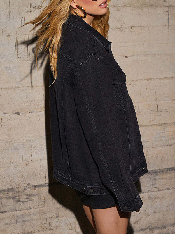 Split-Joint Long Sleeves Loose Lapel Outerwear Jackets