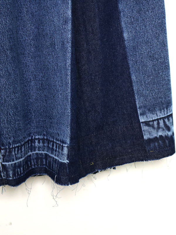 Elasticity Fringed Pleated Loose Wide Leg Jean Pants Bottoms
