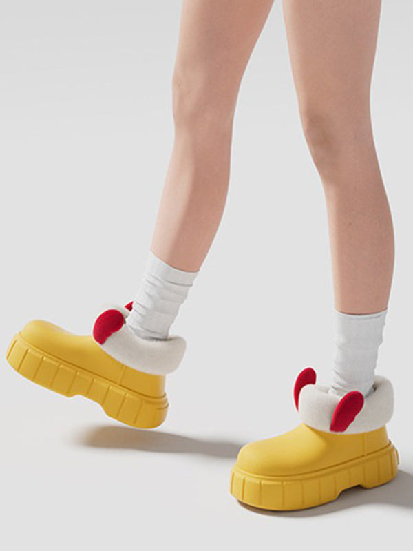 Round-Toe Split-Joint Velvet Home Wear Platform Shoes