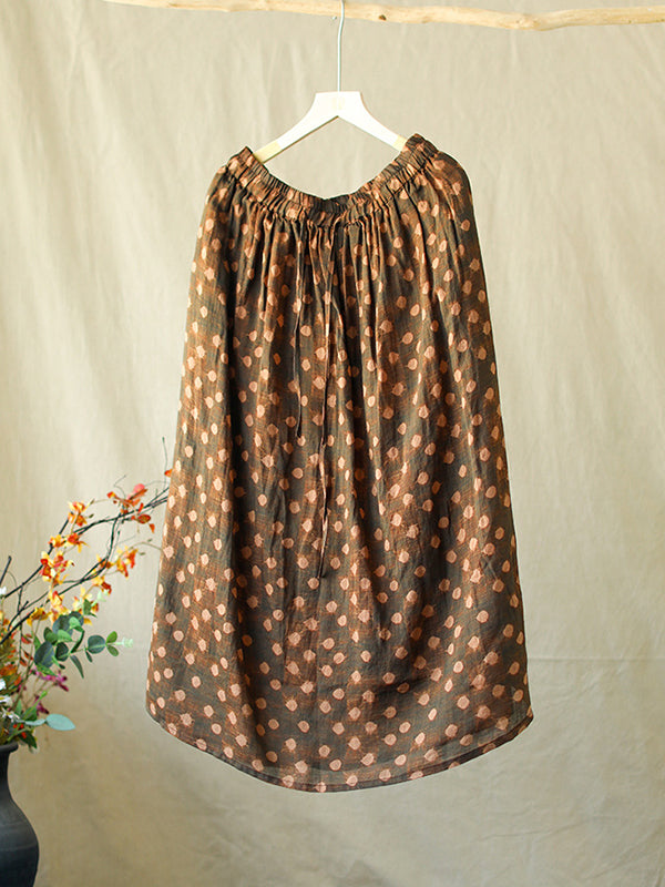 Drawstring Elasticity Floral Printed Loose Skirts