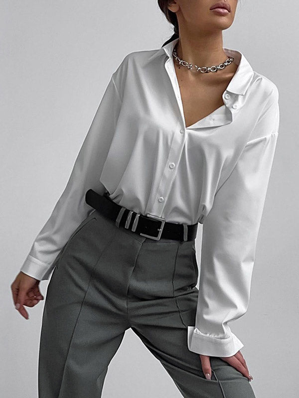 Pleated Solid Color Split-Joint High Waisted Trousers Suit Pants