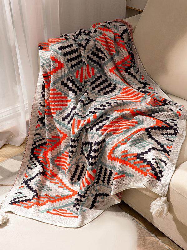 Home Keep Warm Contrast Color Jacquard Blankets Accessories