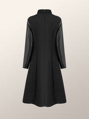Split-Front Split-Joint Zipper A-Line Long Sleeves Stand Collar Outerwear