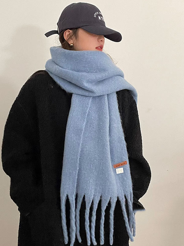 Keep Warm Tasseled Velvet Shawl&Scarf