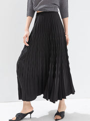 Elasticity Pleated Solid Color Loose Skirts