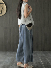 Elasticity Split-Joint Split-Side Loose Wide Leg Jean Pants Bottoms