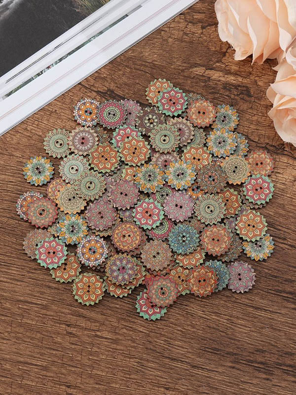 Bohemia Printed Wooden  Sewing Buttons