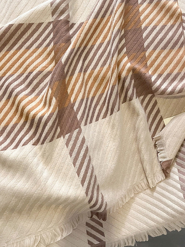 Urban Imitated Cashmere Stripped Warm Shawl&Scarf
