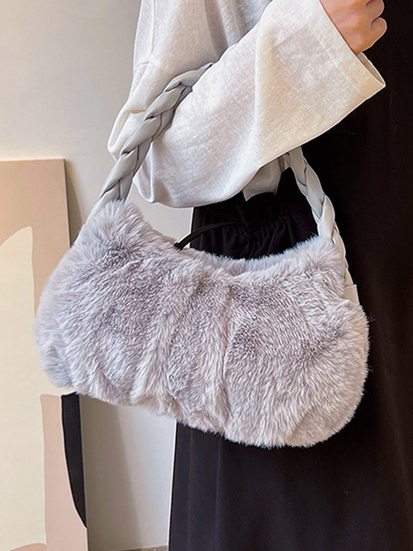 Pleated Split-Joint Woven Straps Handbags Bags