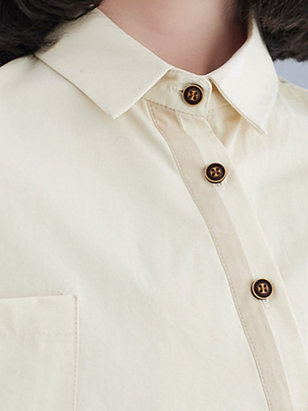 Half Sleeves Irregular clipping Lapel Blouses&shirts Tops