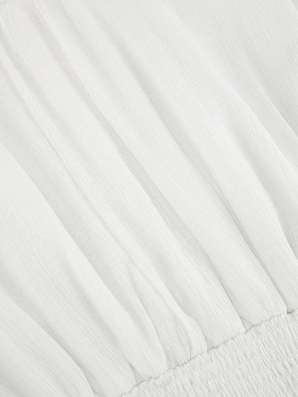 Falbala Solid Color Wrap Round-Neck Mini Dresses