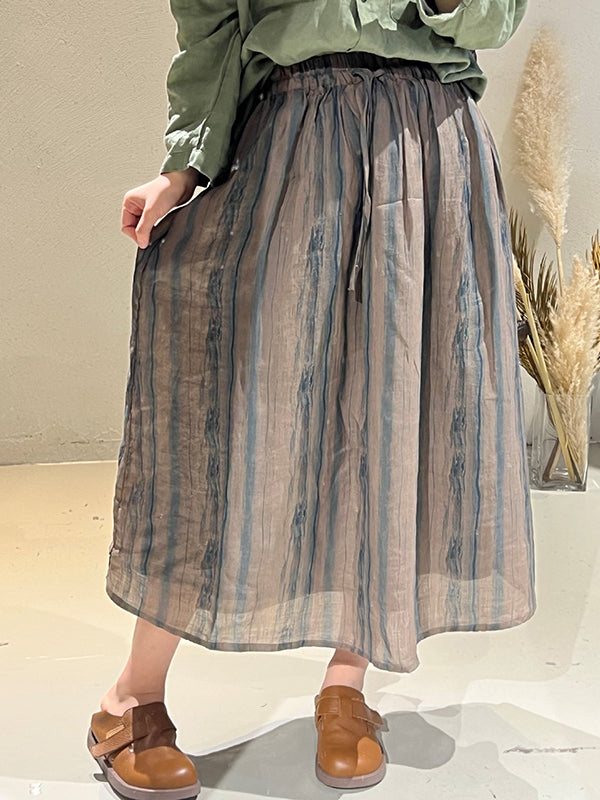 Drawstring Elasticity Floral Printed Loose Skirts