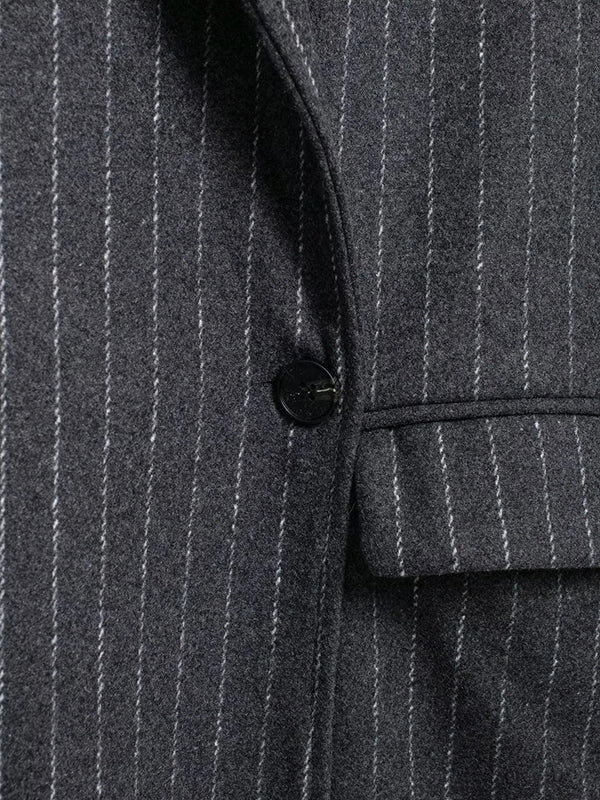 Split-Joint Striped Long Sleeves Loose Lapel Woolen Coat Trench Coats