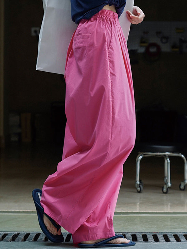 Pleated High Waisted Wide Leg Trousers Casual Pants Bottoms
