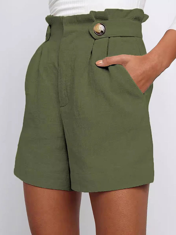 Pleated Split-Joint High Waisted Loose Shorts Bottoms