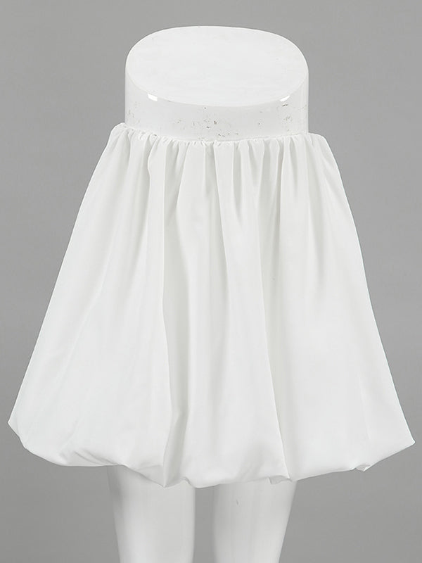 Elasticity Pleated Solid Color A-Line Loose Skirts Bottoms