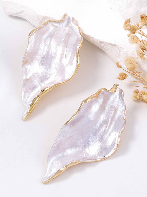 Leaves Print Pleated Irregularity Earrings Accessories