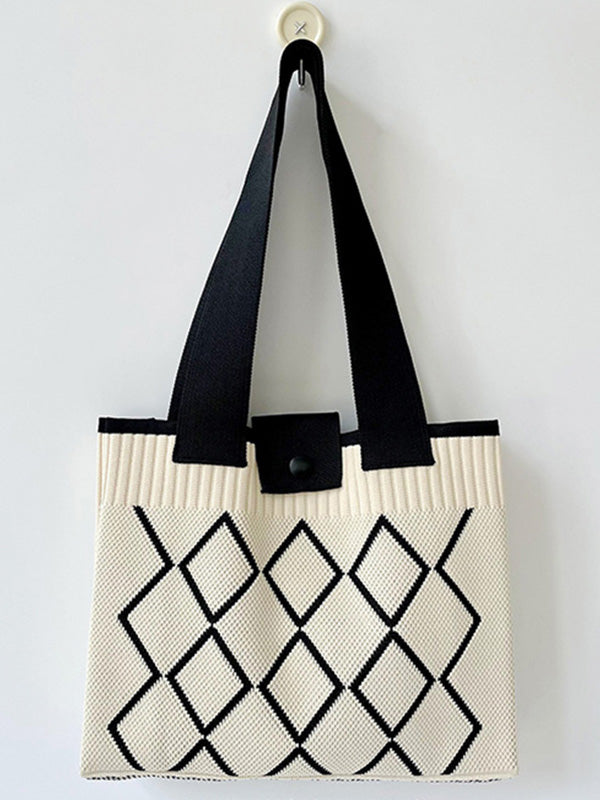 Plaid Pleated Woven Handbags Bags