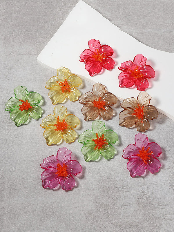 Flower Shape Slightly Sheer Earrings Accessories