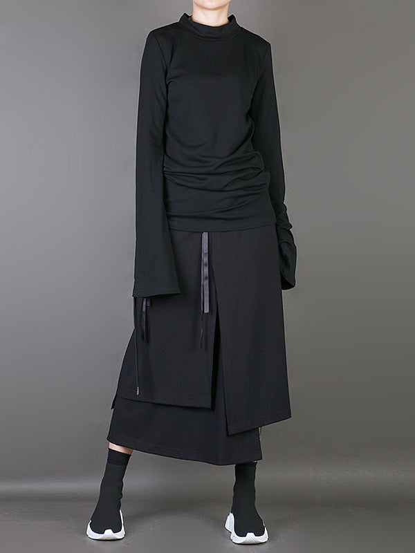 Plain Multi-Layer Cropped Skirt