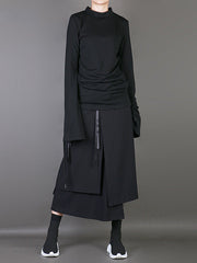 Plain Multi-Layer Cropped Skirt