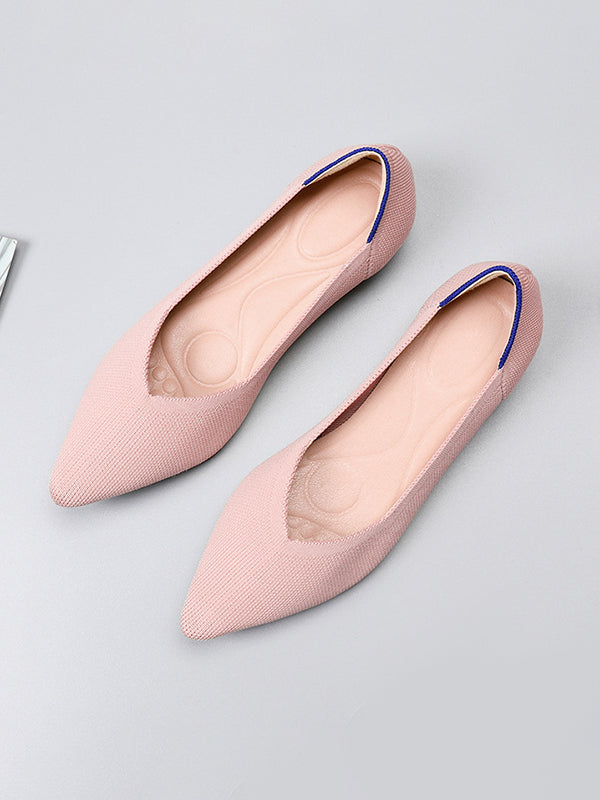 Pointed-Toe Shallow Cut Split-Joint Flat Shoes