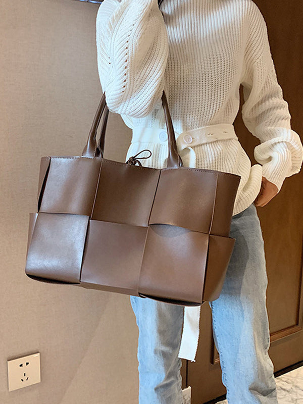 Solid Color Split-Joint Tote Bags Handbags Bags