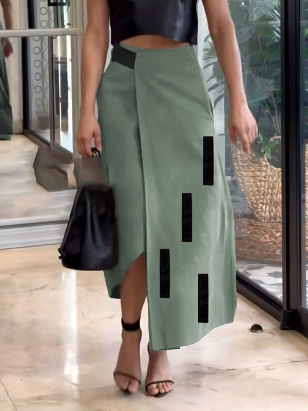 Asymmetric Pockets Split-Joint A-Line Loose Skirts Bottoms