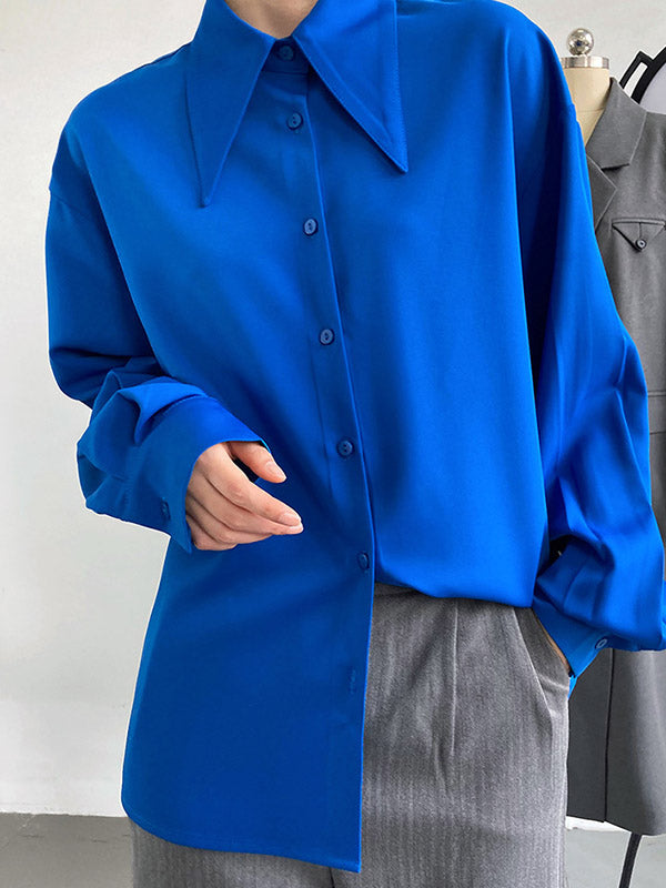 Stylish 3 Colors Solid Color Long Sleeves Blouse