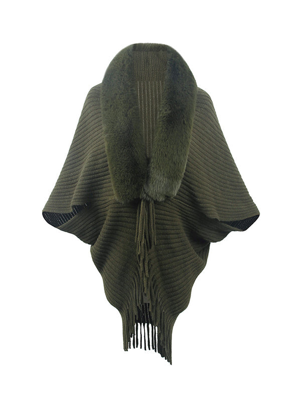 Solid Color Tasseled Batwing Sleeves Loose Cardigan Coats