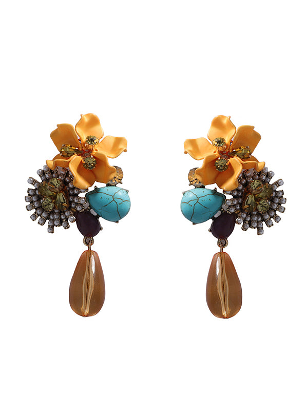 Flower Shape Geometric Water Drop Earrings Accessories