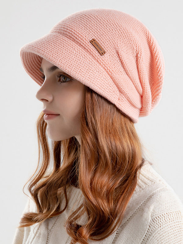 Flat Brim Solid Color Split-Joint Knitted Hats Hats