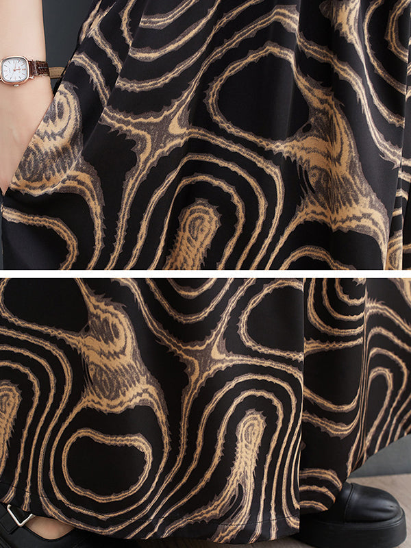 Printed Loose Wide Leg Spaghetti-Neck Overalls