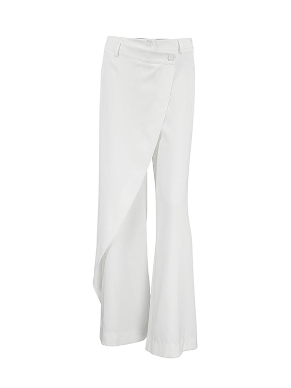 Asymmetric Solid Color Split-Joint Loose Straight Leg Trousers Suit Pants