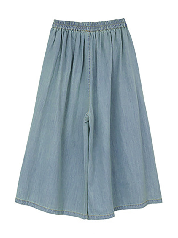 Artistic Retro Loose Wide Legs Elasticity Jean Pants