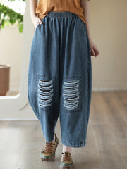 Harem Pants Loose Hollow Elasticity Jean Pants Bottoms