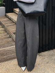 Loose Pockets Solid Color Zipper Pants Trousers