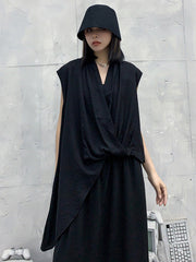 Stylish Cool Girl Asymmetric V-Neck Batwing Sleeves Shirts Tops