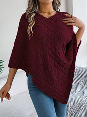 Solid Color Half Sleeves Loose V-neck Cape