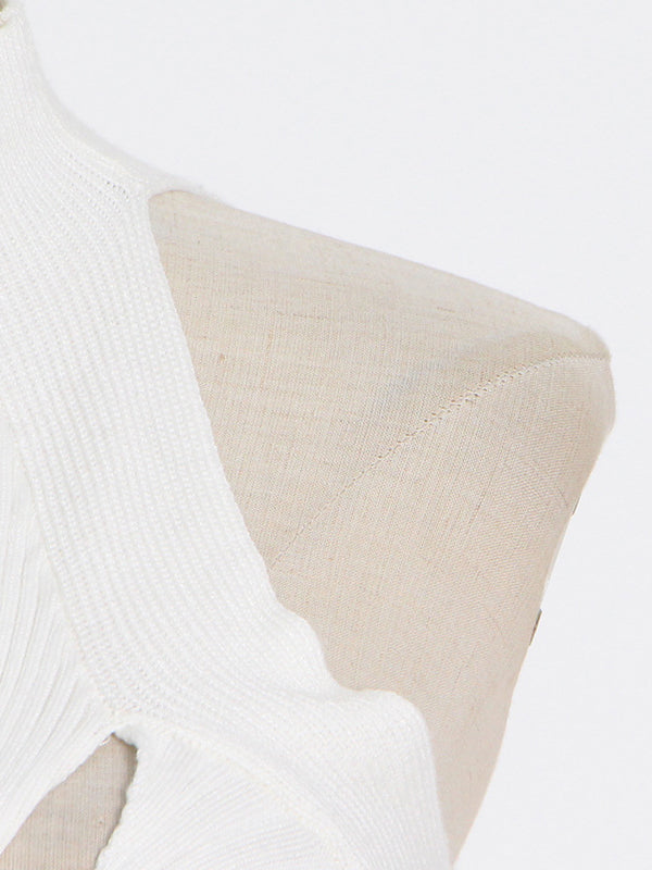 Stylish Irregularity Hollow Split-Joint Solid Color Knitting Vest Top