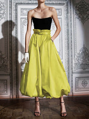 Flared Pants Loose No Belt Solid Color Knickerbockers Pants Trousers