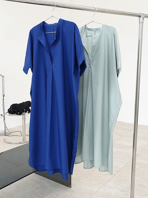 Original Solid Round-Neck Shirt Dress