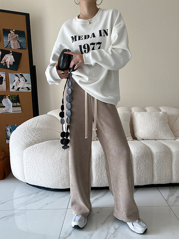 Urban Wide Leg Loose Fleece Keep Warm Solid Color Pants