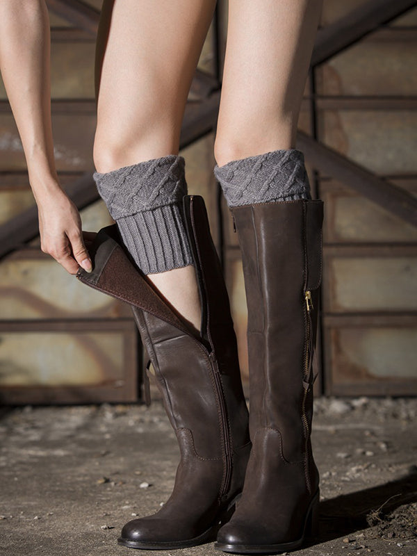Original Creation Keep Warm Jacquard Solid Color Leg Warmers Accessories