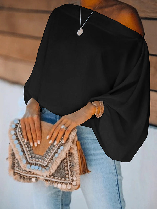 Simple Loose 3 Colors Solid Color Puff Sleeves T-Shirt