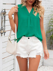 Solid Color Loose Sleeveless V-neck Vest Top