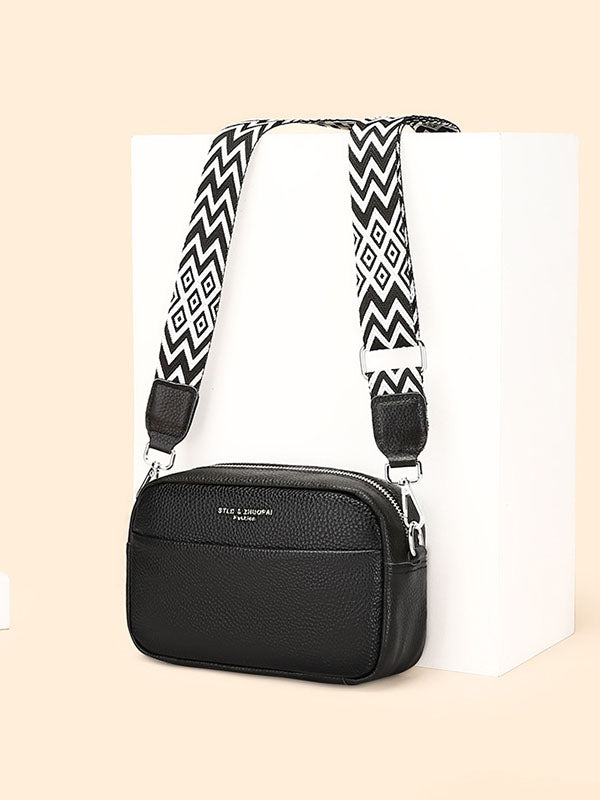 Letter Print Printed Solid Color Zipper Crossbody Bags