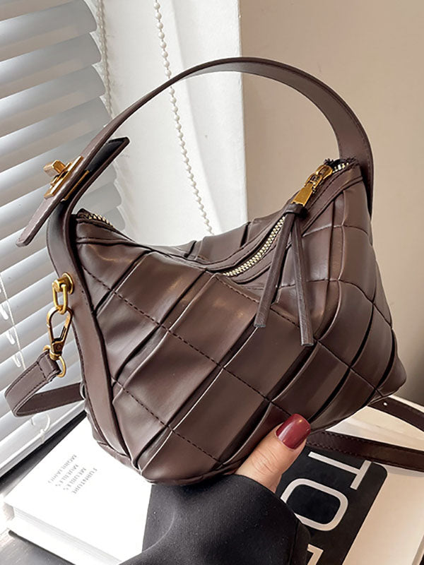 Belt Buckle Pleated Rhombic Split-Joint Handbags Crossbody Bags Bags